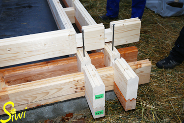 Alle Holzbalken sind nummeriert.